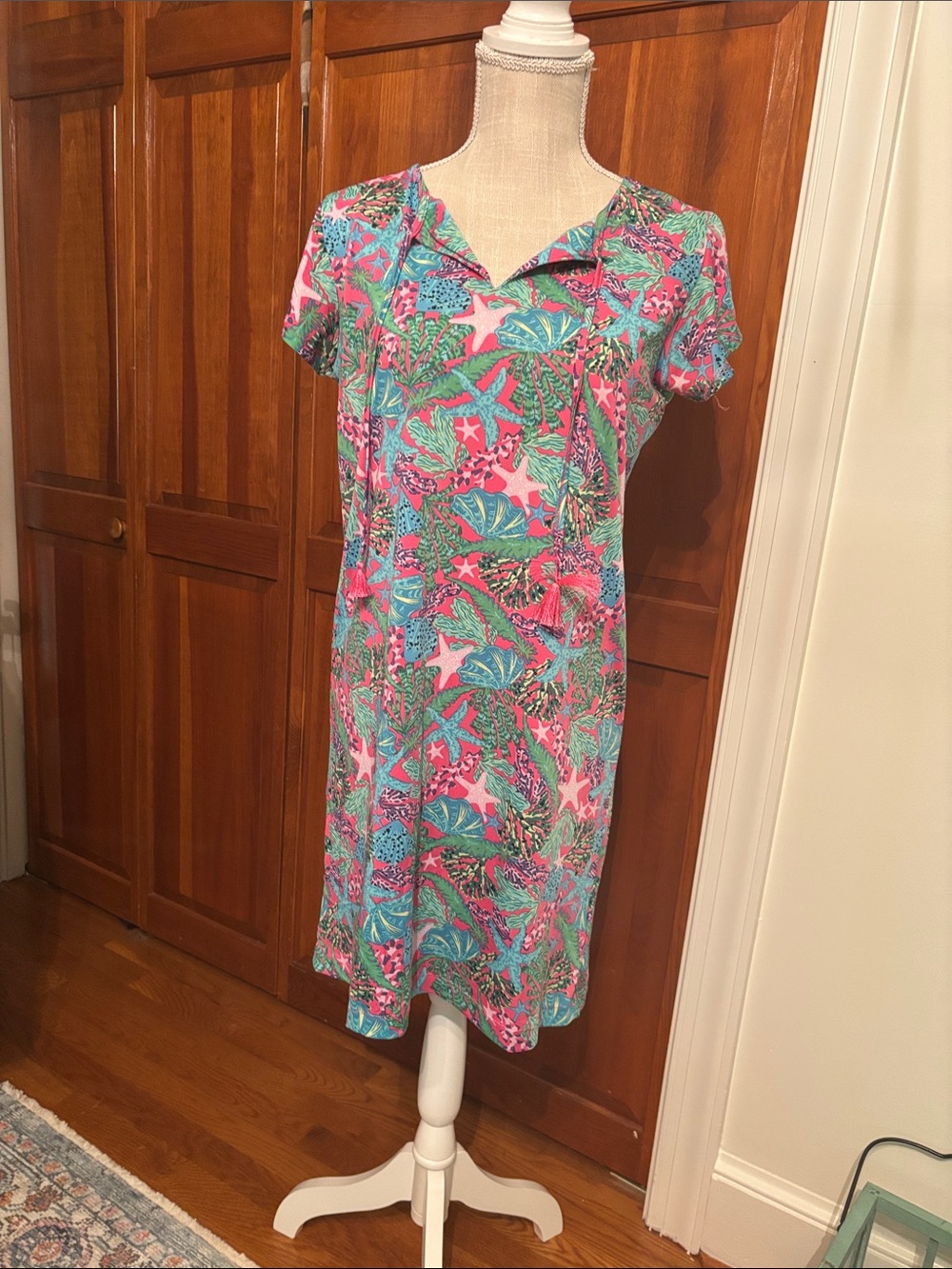 Women’s Pink & Teal Printed Swim Cover-Up Dress